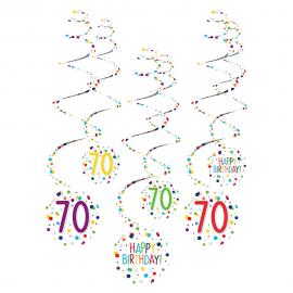 Hängande Swirls 70 år Confetti Birthday