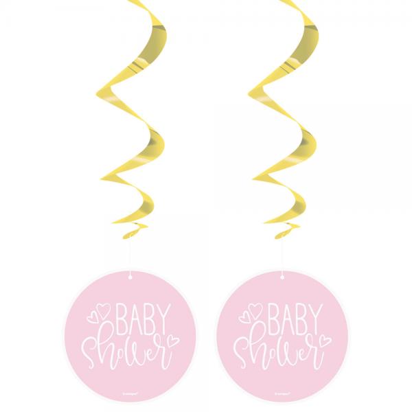 Baby Shower Swirls Ljusrosa & Metallic Guld