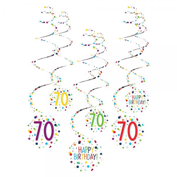 Hngande Swirls 70 r Confetti Birthday