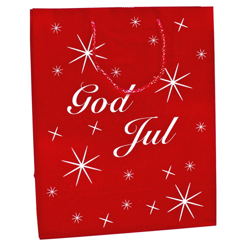 God Jul Presentpåse Röd Mellan - Partyhallen.se