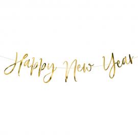 Happy New Year Banderoll Guld