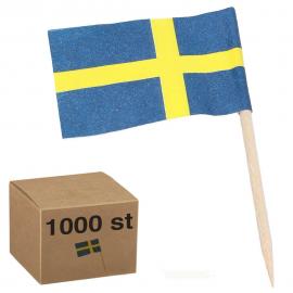Partypinnar med Sverigeflaggor 1000-pack