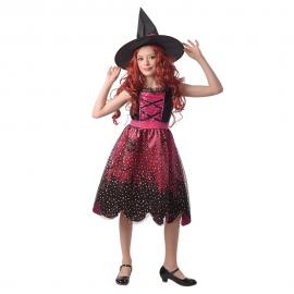 Pink Witch Häxa Maskeraddräkt Barn 134-140