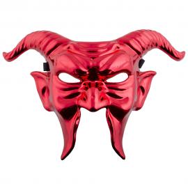 Djävul Ögonmask med Horn Röd