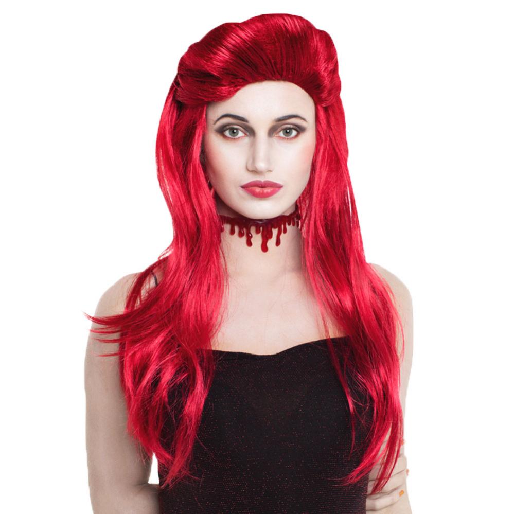 Lång Quiff Peruk Röd - Partyhallen.se