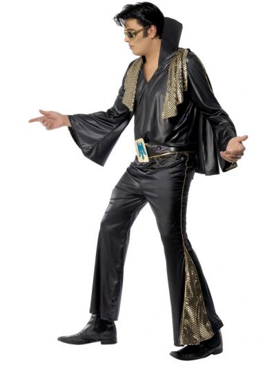 Elvis Kostym Svart/Guld Maskeraddräkt