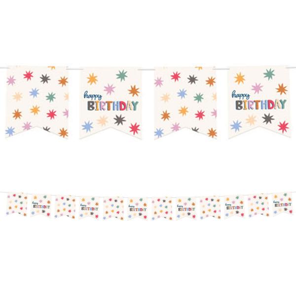 Happy Birthday Flaggirlang med Stjrnor