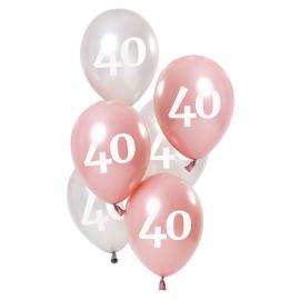 40-års Ballonger Rosa & Silver