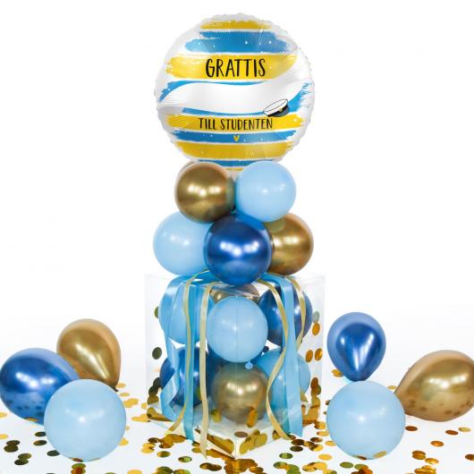 Ballongbukett Studenten Bl/Guld