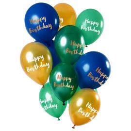 Happy Birthday Ballonger Golden Emerald
