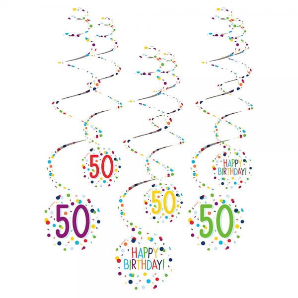Hngande Swirls 50 r Confetti Birthday