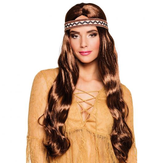 Hippie Peruk med Hrband Brun