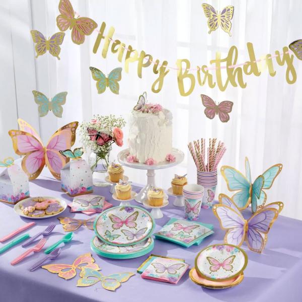 Shimmering Butterfly Girlang Happy Birthday