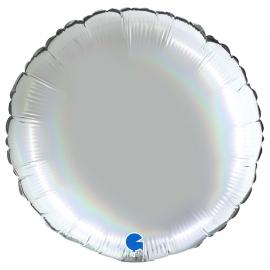 Rund Folieballong Holografisk Platinum Pure