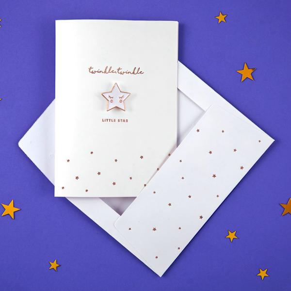 Twinkle Twinkle Little Star Kort med Brosch