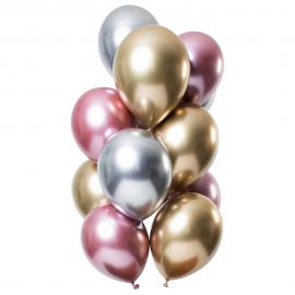 Chrome Mirror Ballonger Guld/Silver/Rosa