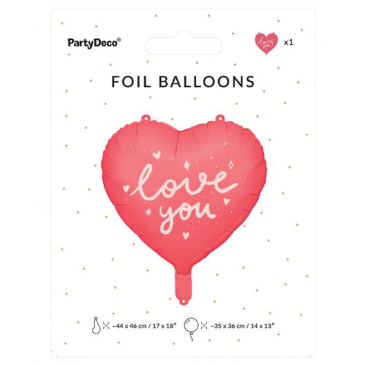 Love You Folieballong Hjärta