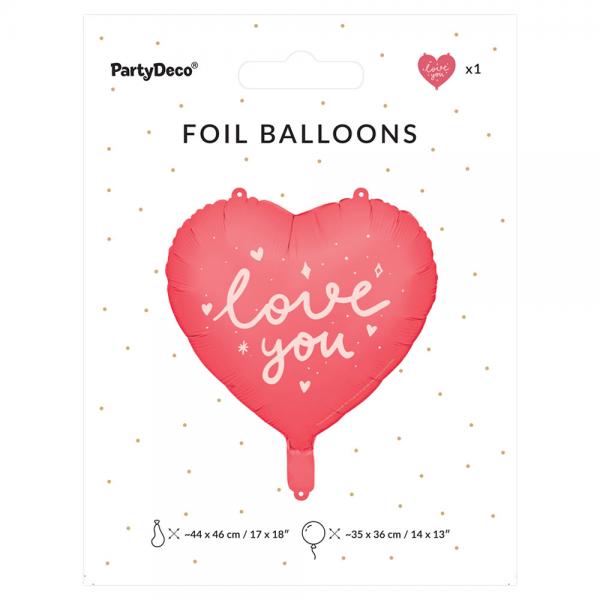 Love You Folieballong Hjrta