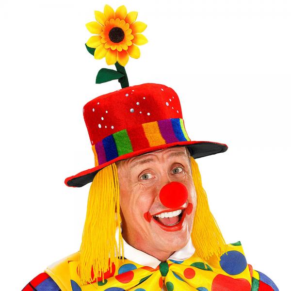 Rd Clownhatt med Gult Hr