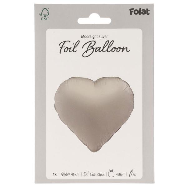 Folieballong Hjrta Mnsilver Matt