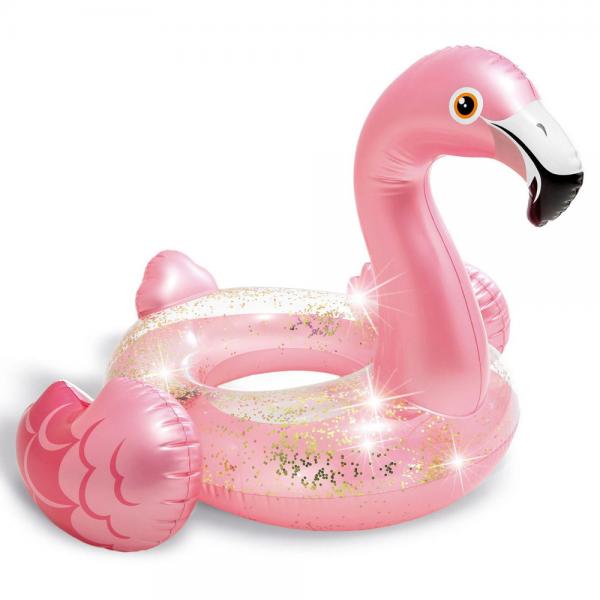 Glittrig Uppblsbar Flamingo Badring