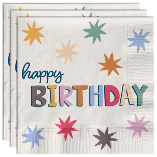 Happy Birthday Pappersservetter med Stjrnor 20-pack