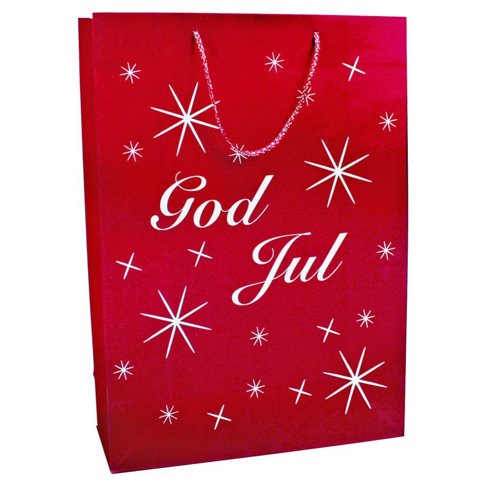 God Jul Presentpåse Röd Stor - Partyhallen.se