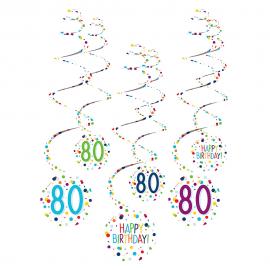 Hängande Swirls 80 år Confetti Birthday