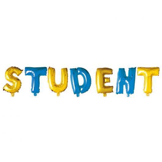 Student Bokstavsballonger Bl/Gul
