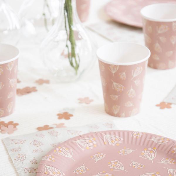 Pappersmuggar Blomning Rosabrun 8-pack