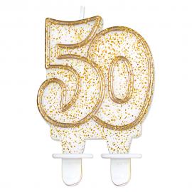 Tårtljus 50 år Glitter