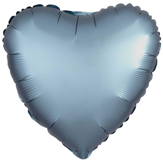 Folieballong Hjärta Steel Blå Satinluxe