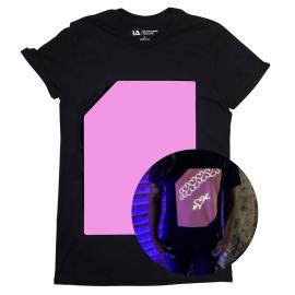 Självlysande T-shirt Svart och Rosa Medium