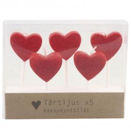 Tårtljus Hjärtan 5-Pack
