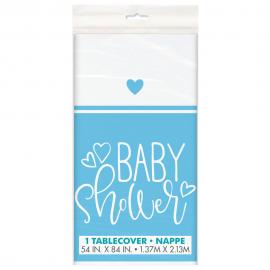 Baby Shower Bordsduk Ljusblå och Vit