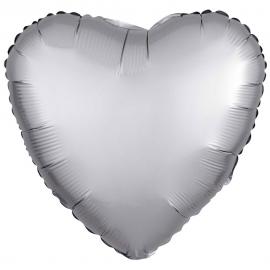 Folieballong Hjärta Platinum Silver Satinluxe
