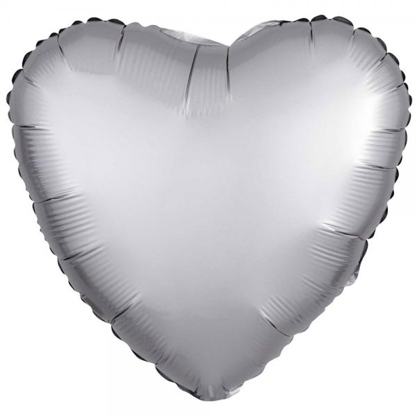 Folieballong Hjrta Platinum Silver Satinluxe