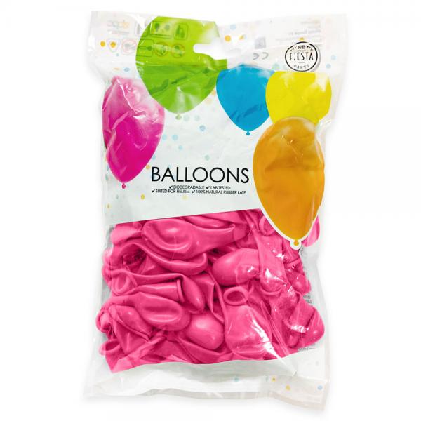 Rosa Miniballonger Hot Pink 100-pack