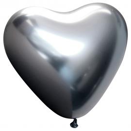 Hjärtballonger Chrome Grå