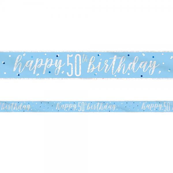 Happy 50th Birthday Banderoll Bl & Silver
