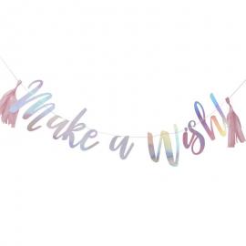 Regnbågsskimrande Banderoll Make a Wish