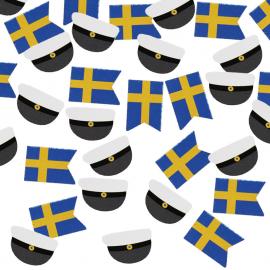 Konfetti Student Sverigeflaggor och Studentmössor