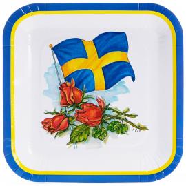 Fyrkantiga Tallrikar Svenska Flaggan