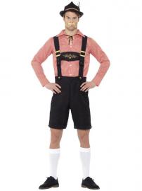 Oktoberfest Lederhosen Dräkt Röd & Svart X-Large