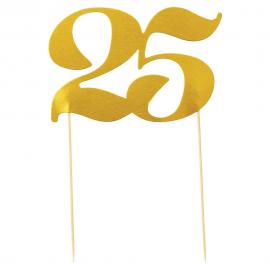 Cake Topper Guld 25
