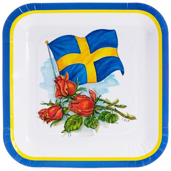 Fyrkantiga Tallrikar Svenska Flaggan