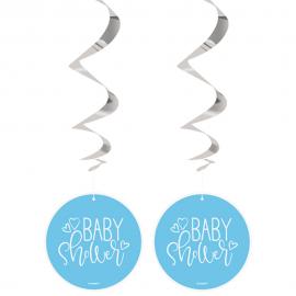 Baby Shower Swirls Ljusblå & Silver