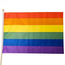 Regnbågsflagga på Träpinne