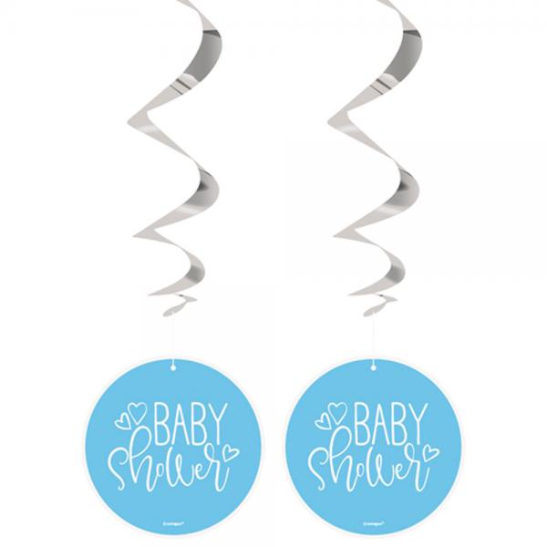 Baby Shower Swirls Ljusbl & Silver