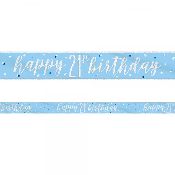Happy 21th Birthday Banderoll Bl & Silver